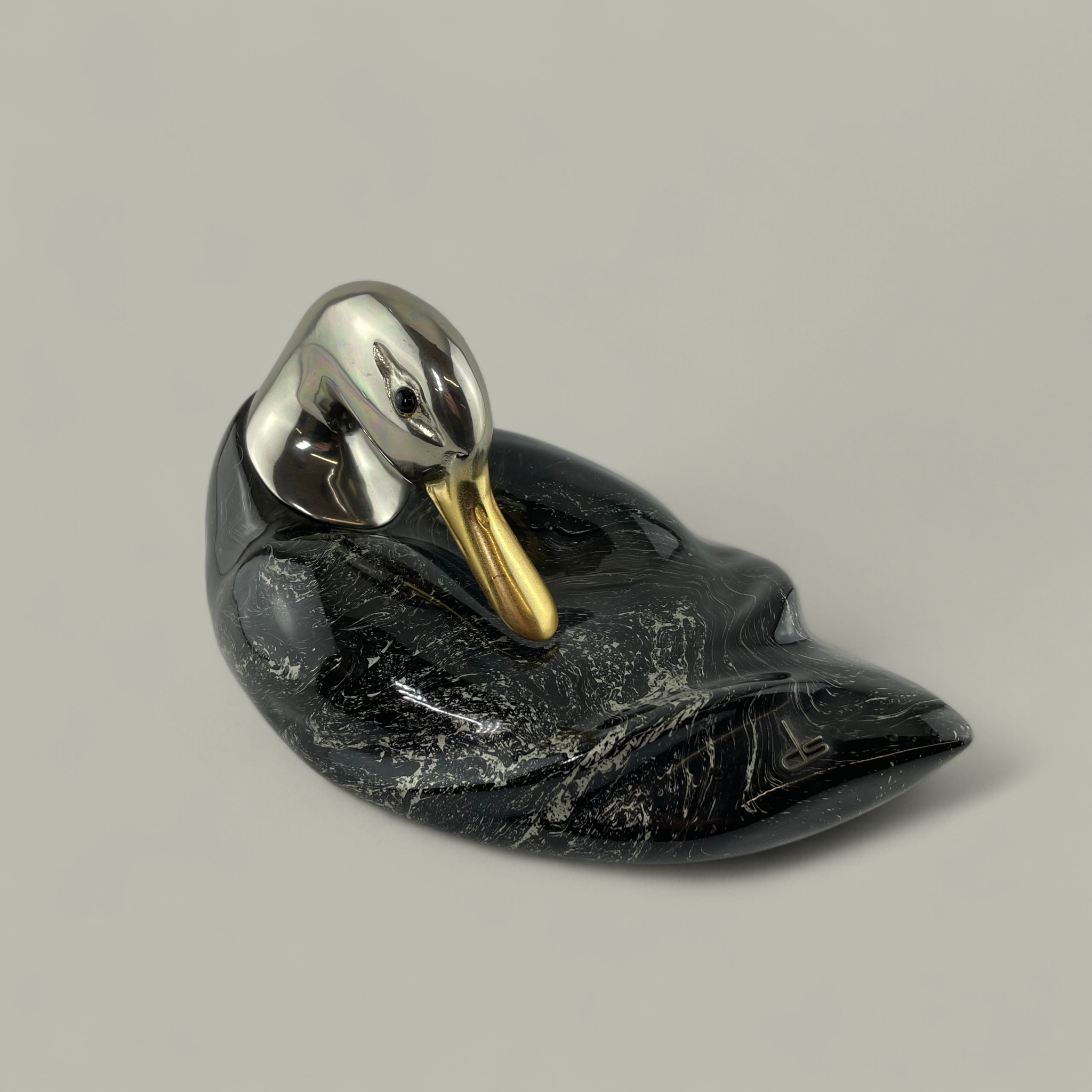 Skulptur Ente – Schwarz-Weiss Dekor