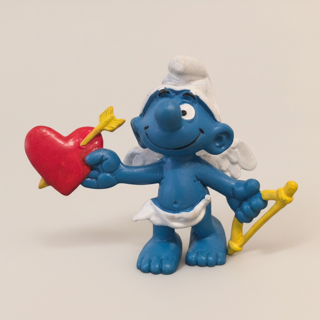 Schleich Schlumpf "Amor" mit Herz und Bogen – Nostalgisches Sammlerstück