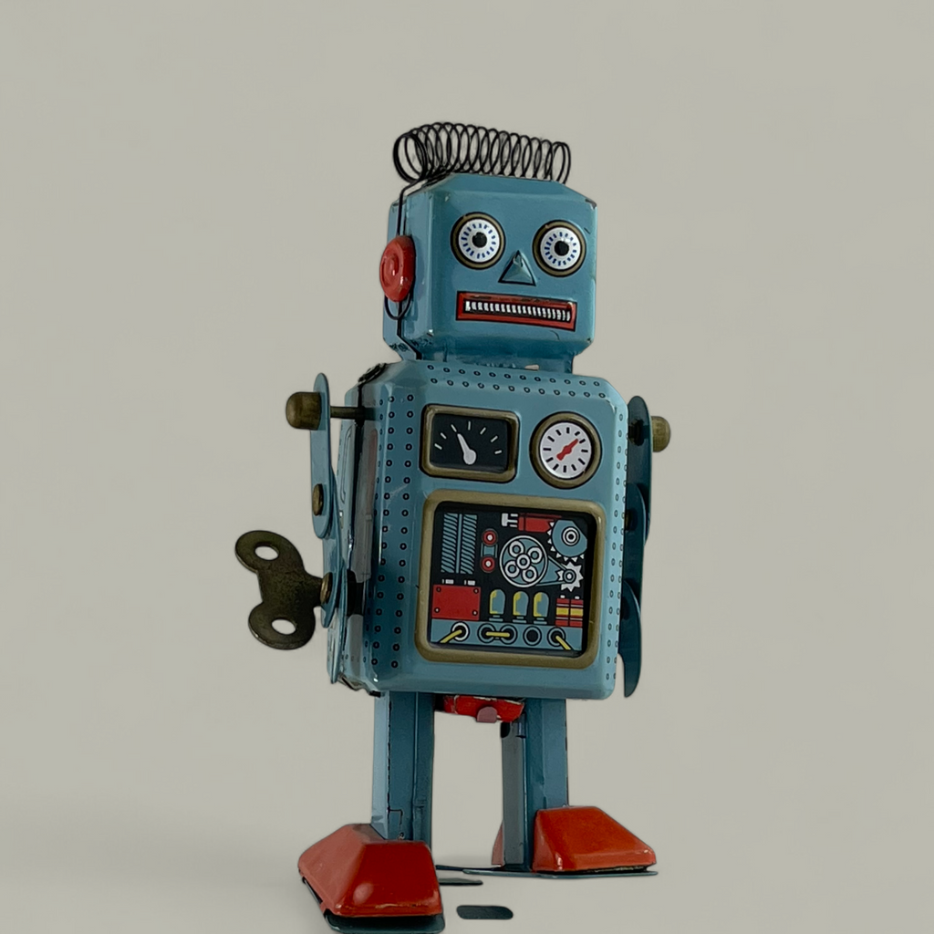 Nostalgischer Blechroboter mit Aufziehmechanismus