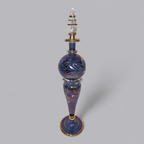 Eleganter Glasflacon in tiefem Violett mit Goldakzenten
