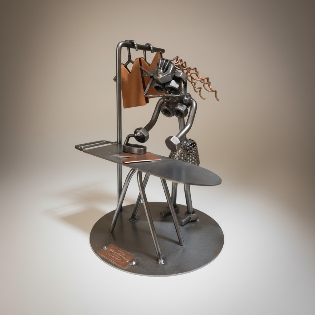 Einzigartiges Metall-Kunstwerk: Fleissige Bügelfee von Hinz & Kunst Germany