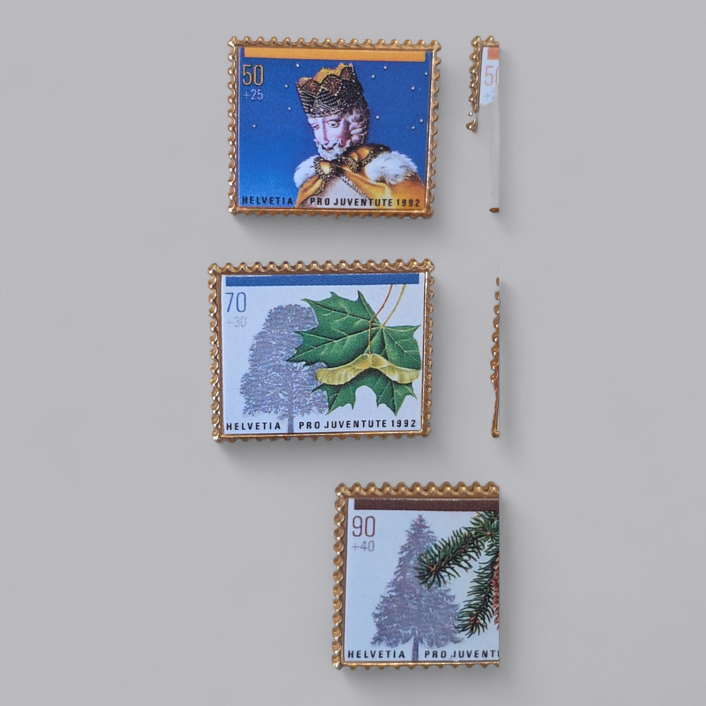 Helvetia Pro Juventute Briefmarken Pins 5-teilig