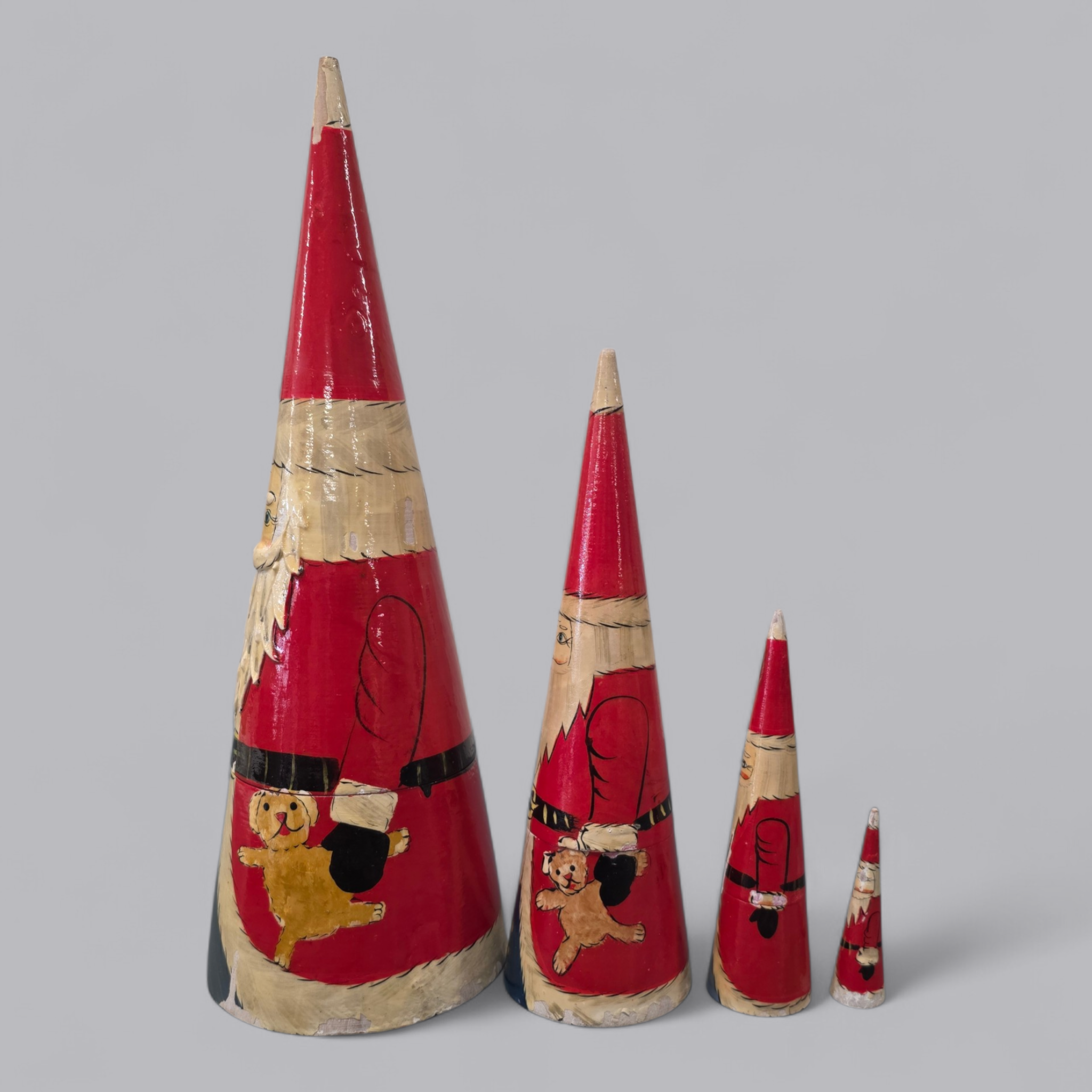 Weihnachts-Matroschka 4-teiliges Holzset im Santa-Design (grösster ca. 28 cm)