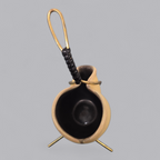 Mid-Century Designschale Gelb-Schwarz mit Messinghalterung