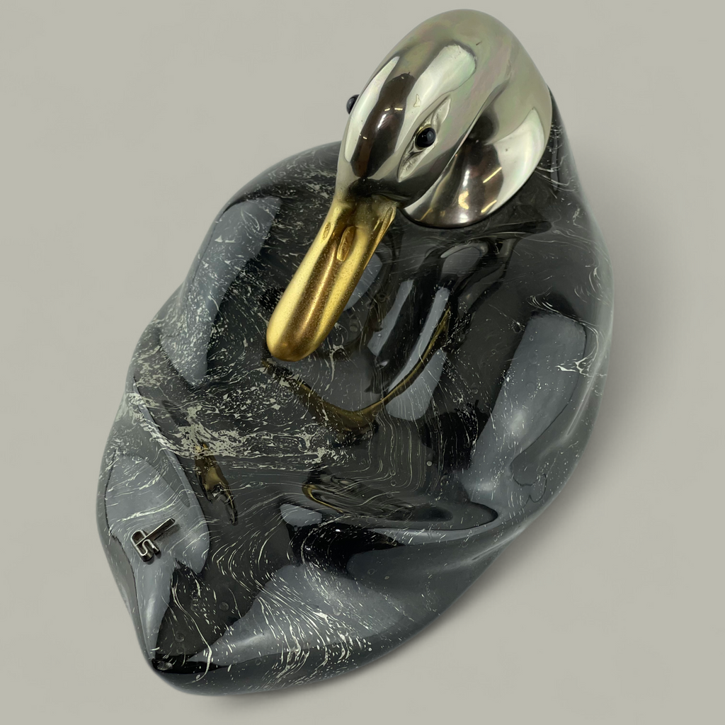 Skulptur Ente – Schwarz-Weiss Dekor