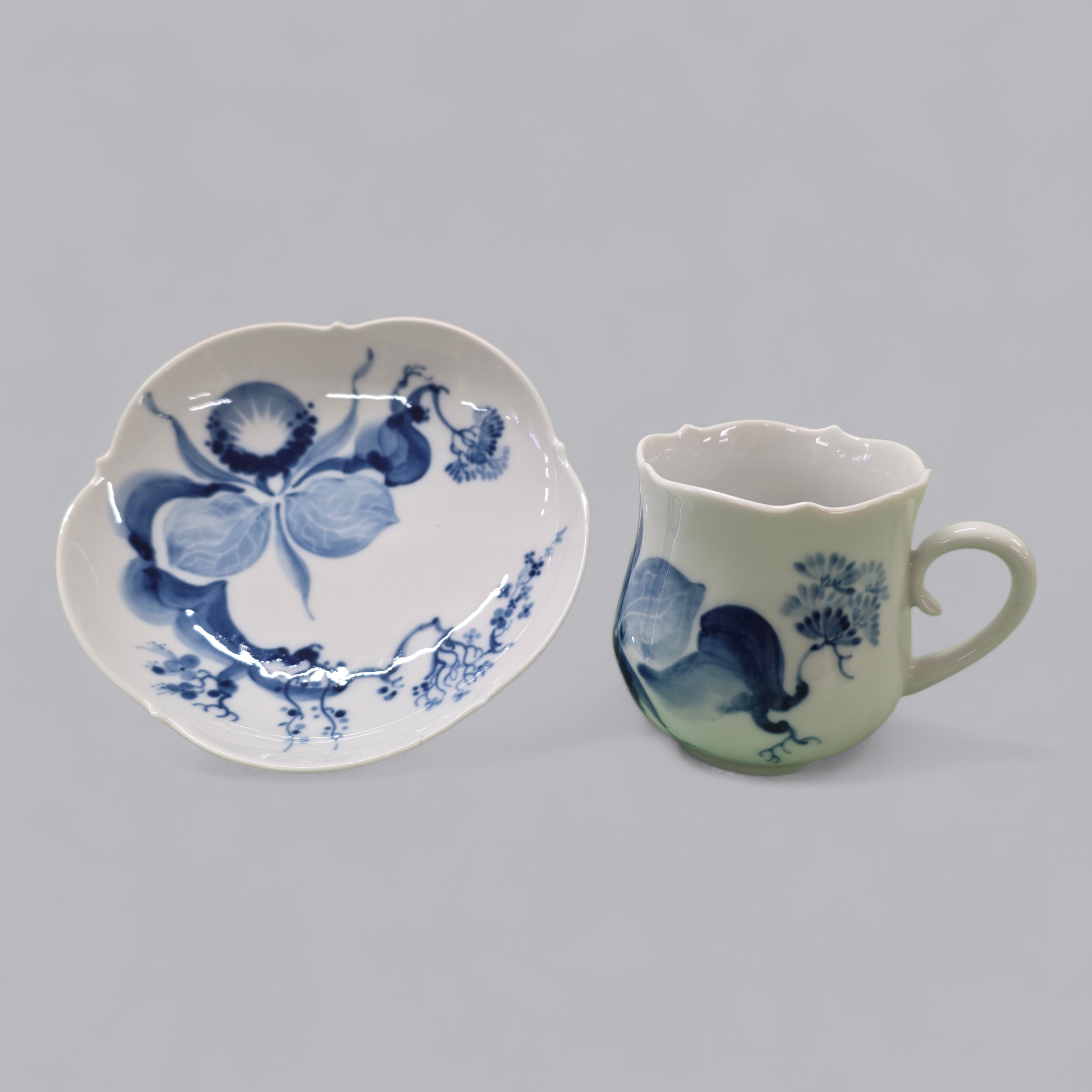 Meissen Porzellan Set Blaue Orchidee – Tasse mit Unterteller