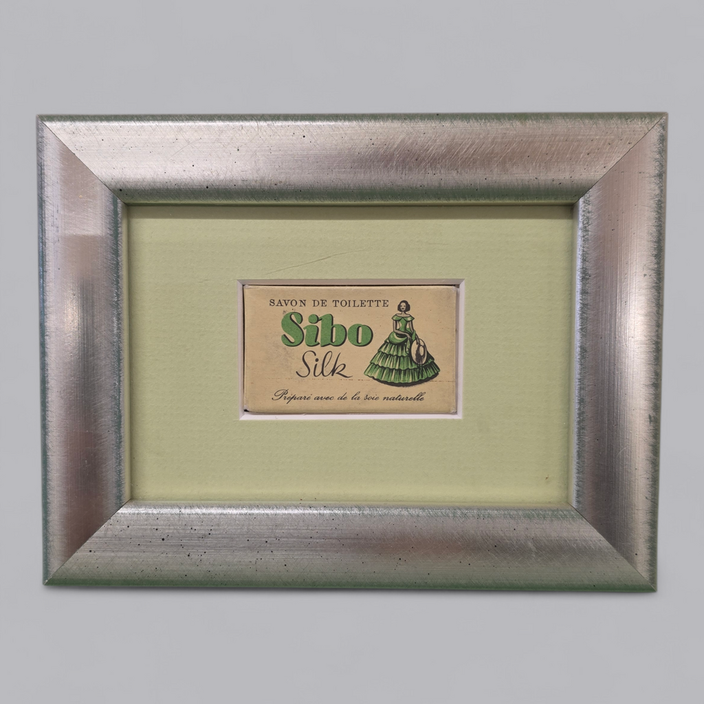 Vintage Seifen-Werbung „Sibo Silk“ im Rahmen