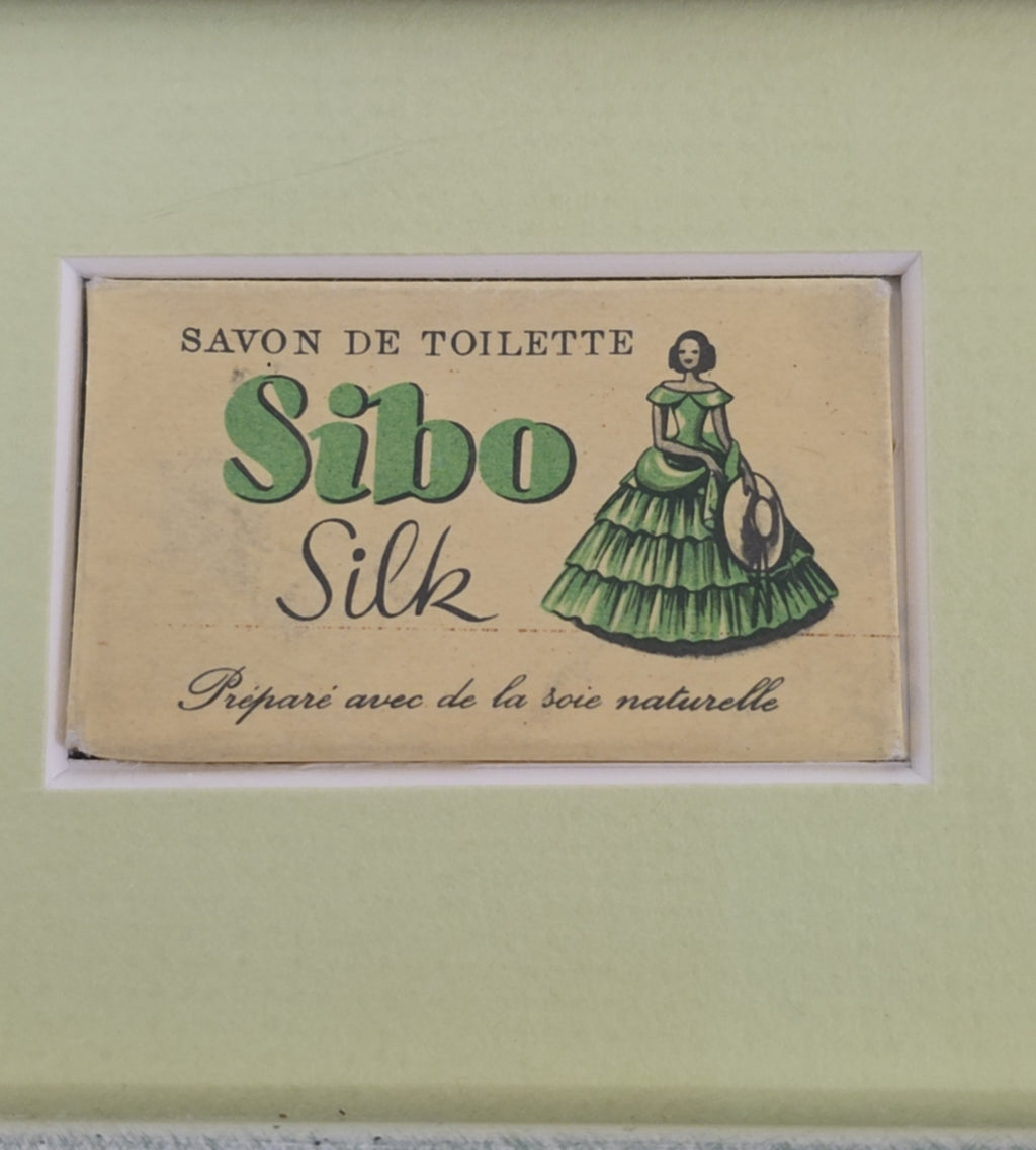 Vintage Seifen-Werbung „Sibo Silk“ im Rahmen