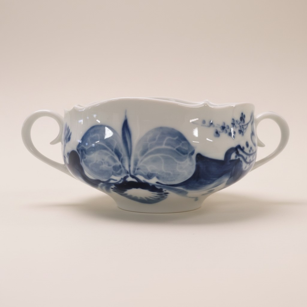 Meissen Porzellan Suppentasse Blaue Orchidee – Handbemalte Eleganz