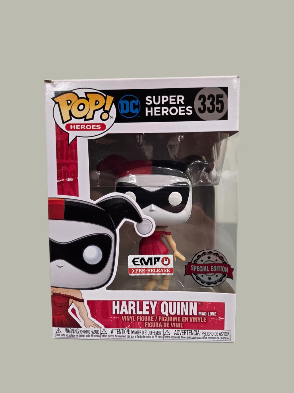 Harley Quinn Funko Pop #335 DC Super Heroes EMP pre Release Special Edition