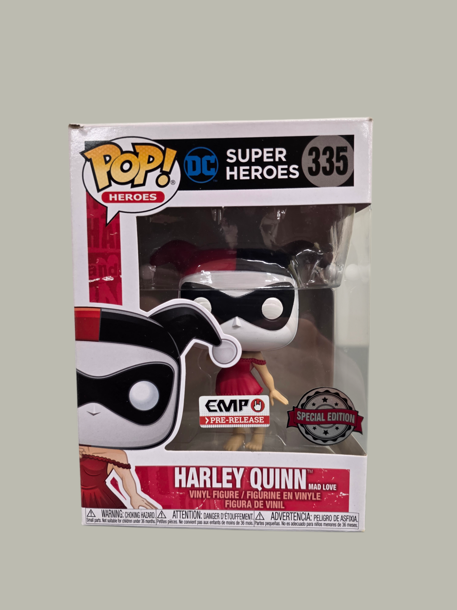 Harley Quinn Funko Pop #335 DC Super Heroes EMP pre Release Special Edition