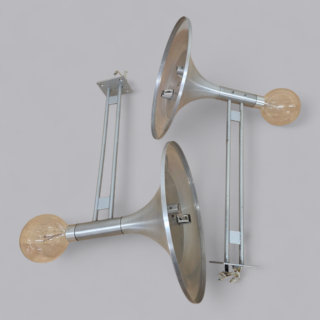 Retro-Futuristisches Aluminium Wandlampen Duo
