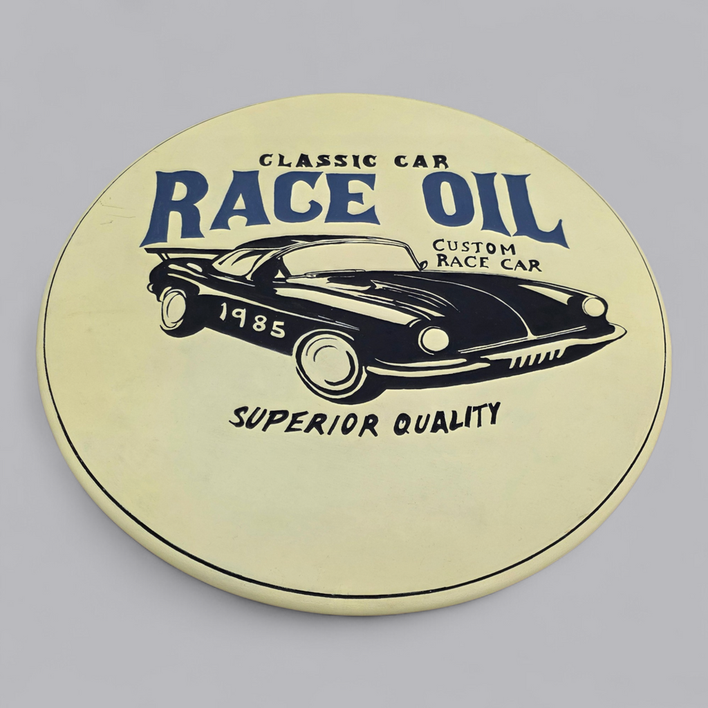 Cooler Retro-Look: Der Race Oil Beistelltisch