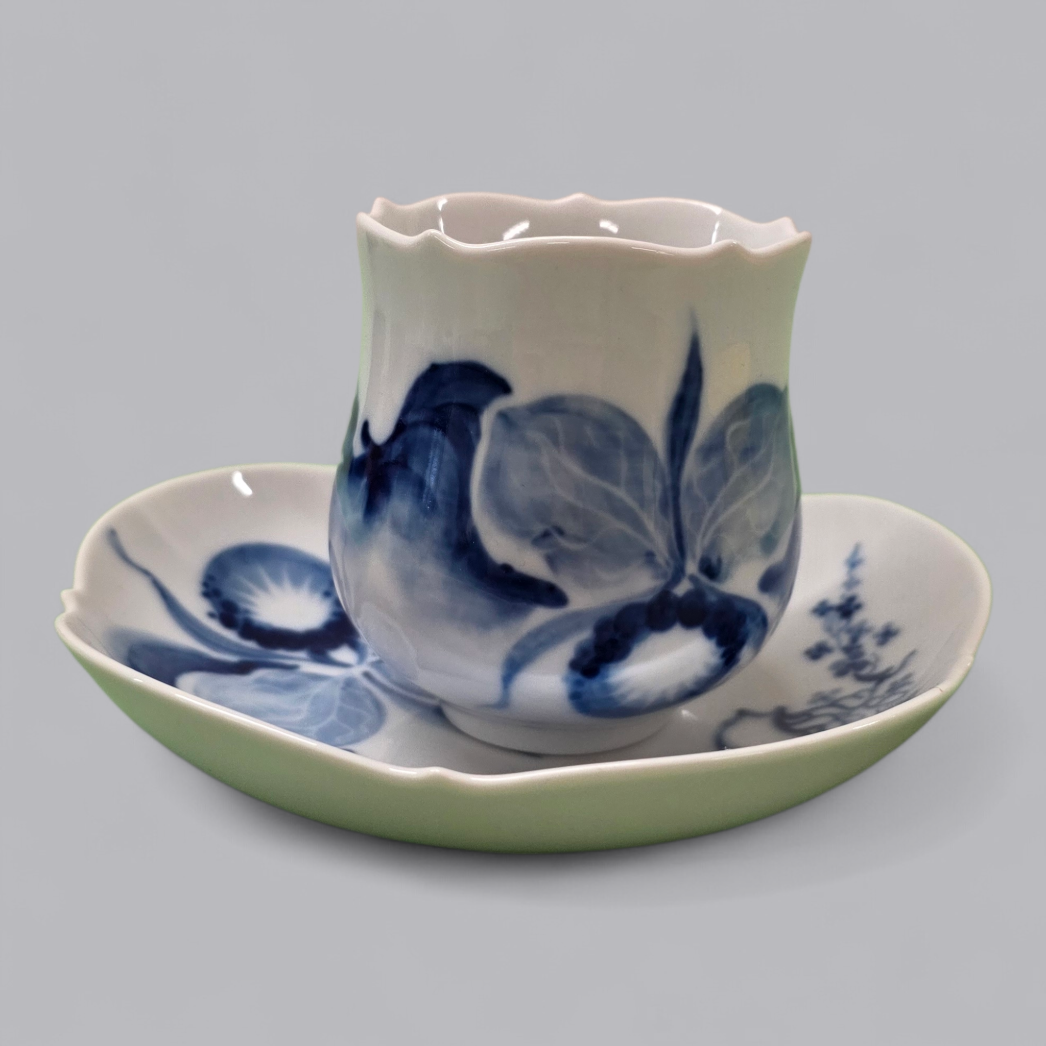 Meissen Porzellan Set Blaue Orchidee – Tasse mit Unterteller