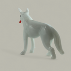 Handgefertigte Glasfigur Hund mit markanter roter Zunge