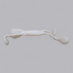 Abstrakte Gips-Skulptur – Figur im Handstand