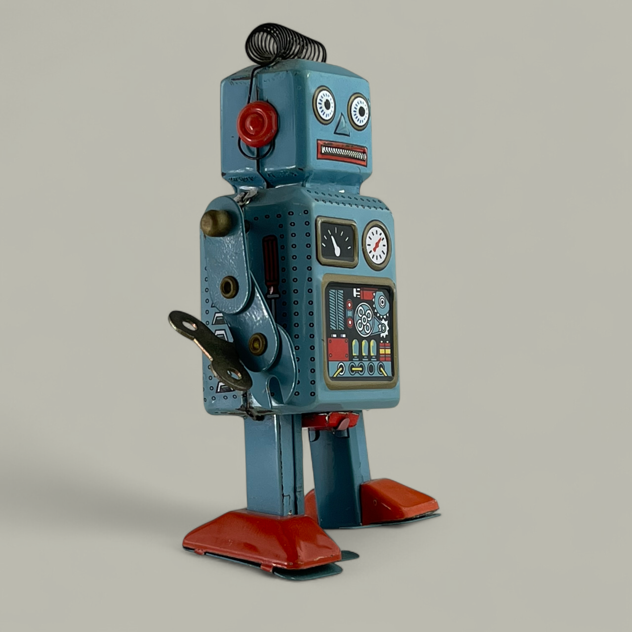 Nostalgischer Blechroboter mit Aufziehmechanismus