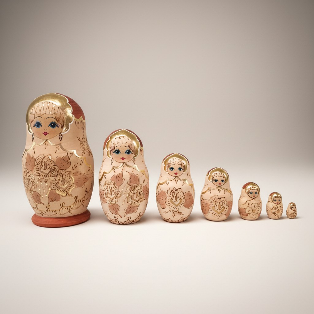 Matroschka – Set aus 7 Holzpuppen (grösste ca. 20 cm)