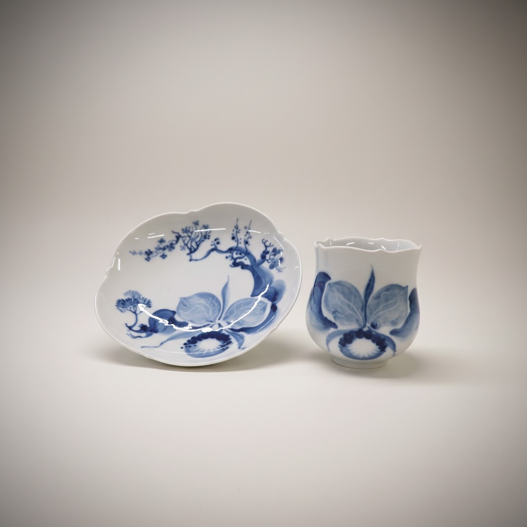 Meissen Porzellan Set Blaue Orchidee – Tasse mit Unterteller