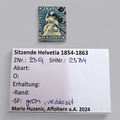 Sitzende Helvetia 1854–1863 – 10 Rappen Blau, gestempelt, klassische Schweiz-Marke