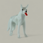 Handgefertigte Glasfigur Hund mit markanter roter Zunge