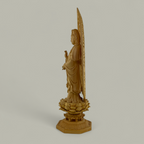 Anmutige Guanyin Holzskulptur auf Lotusthron – Meisterhafte Schnitzkunst