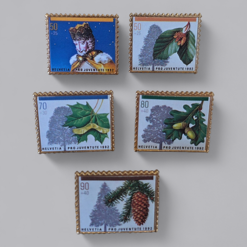 Helvetia Pro Juventute Briefmarken Pins 5-teilig