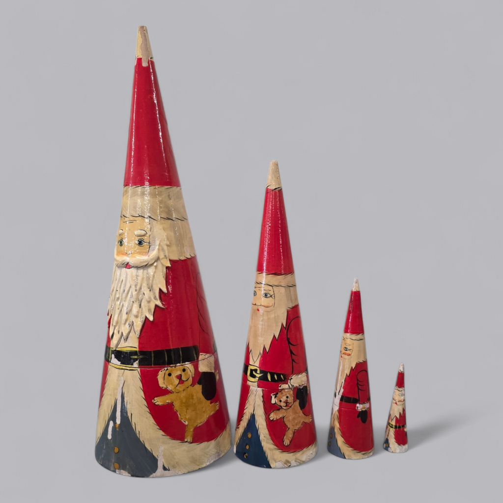 Weihnachts-Matroschka 4-teiliges Holzset im Santa-Design (grösster ca. 28 cm)