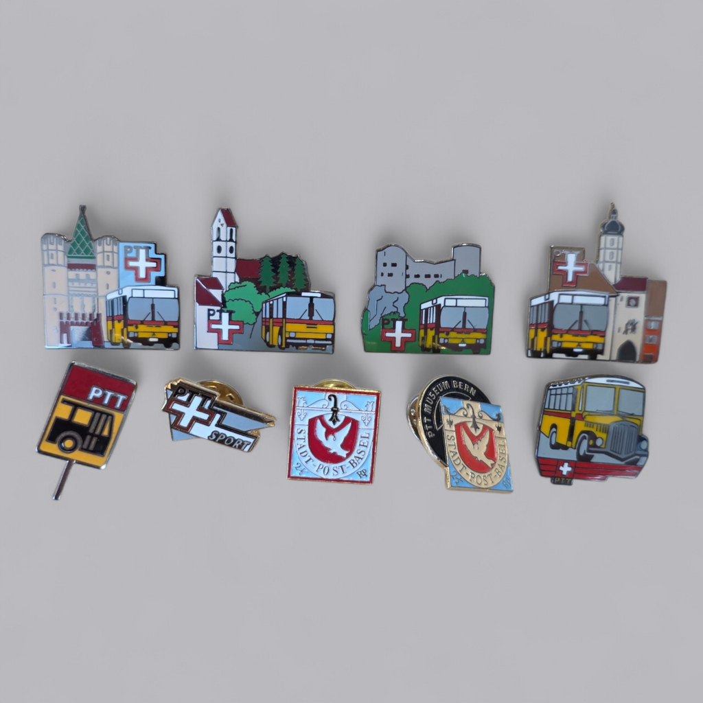 Sammlung PTT & Post Pins 9-teilig