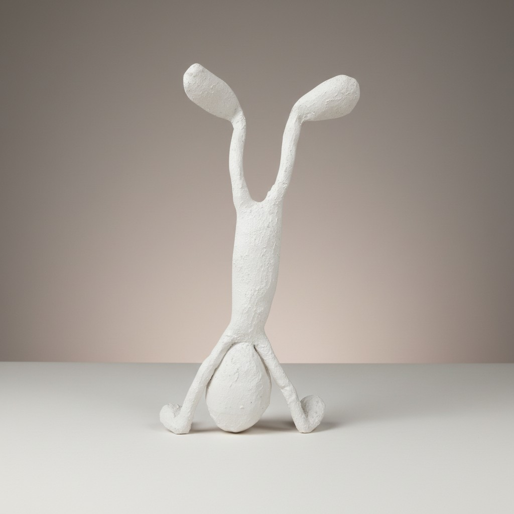 Abstrakte Gips-Skulptur – Figur im Handstand