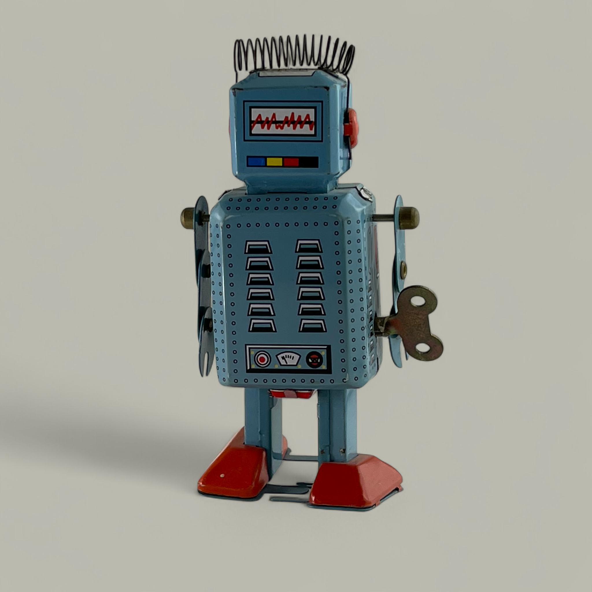 Nostalgischer Blechroboter mit Aufziehmechanismus