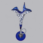 Filigrane Murano-Stil Kunstvase in tiefem Kobaltblau