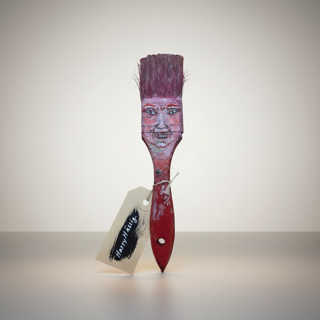 Pensionierter Mitarbeiter „Harry Hässig“ – bemalter Pinsel (ca. 19 cm)