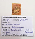Sitzende Helvetia 1854–1863 – 15 Rappen Marke, gestempelt SAIGNELEGIER