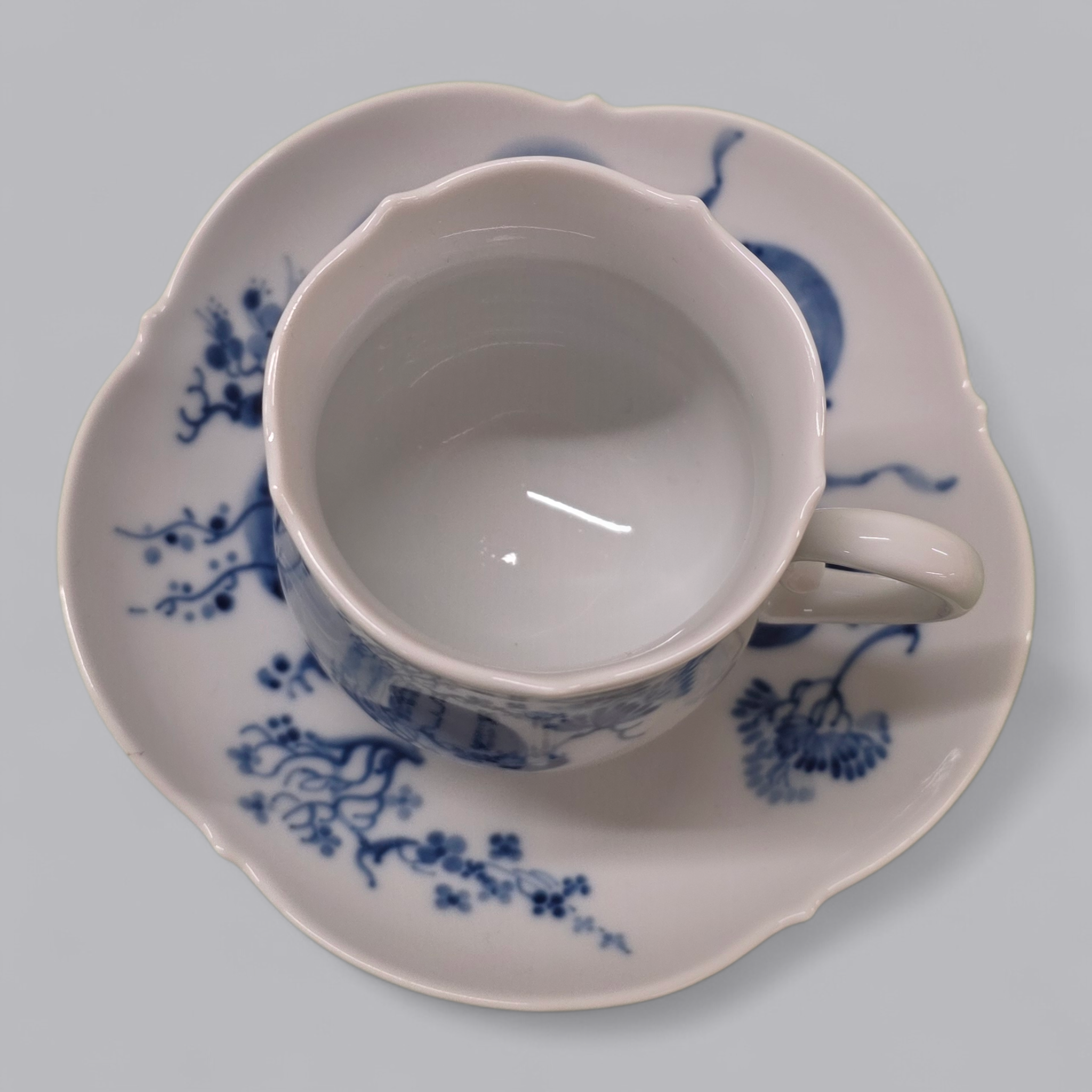 Meissen Porzellan Set Blaue Orchidee – Tasse mit Unterteller