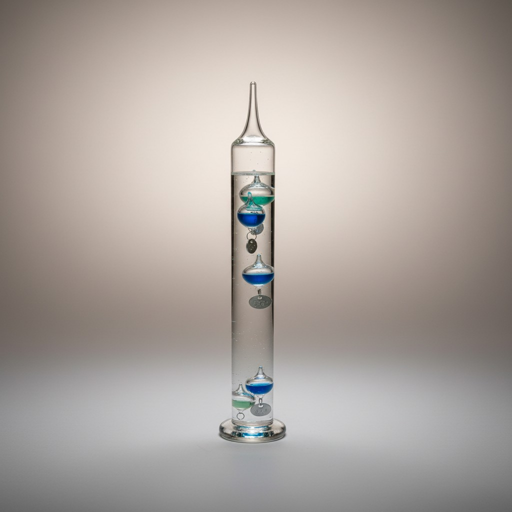 Maritimes Farbspiel: Grosses Galileo-Thermometer in Grün-Blau