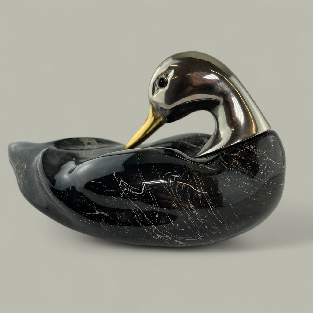 Skulptur Ente – Schwarz-Weiss Dekor