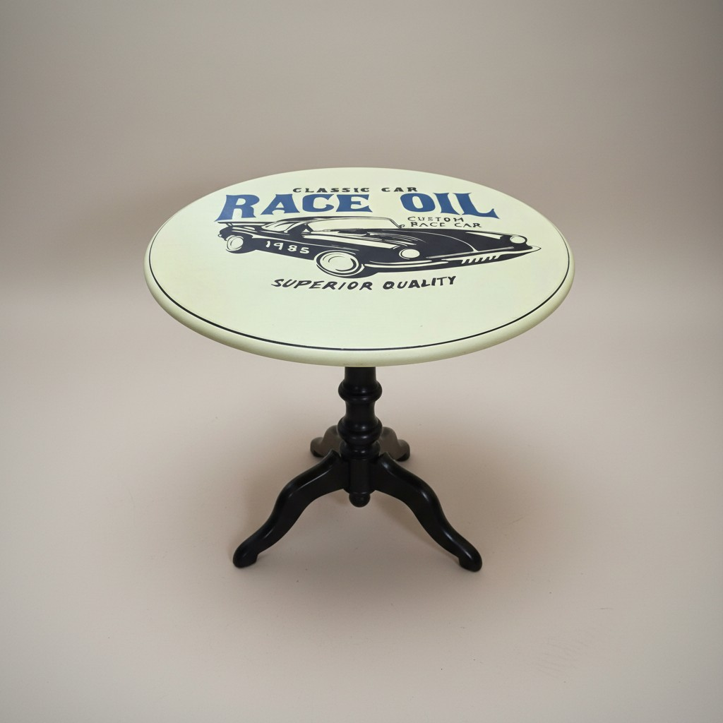 Cooler Retro-Look: Der Race Oil Beistelltisch