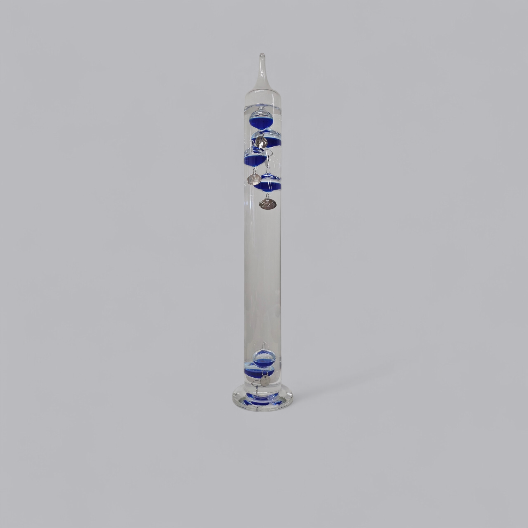 Faszinierende Physik: Grosses Galileo-Thermometer mit blauen Glaskugeln