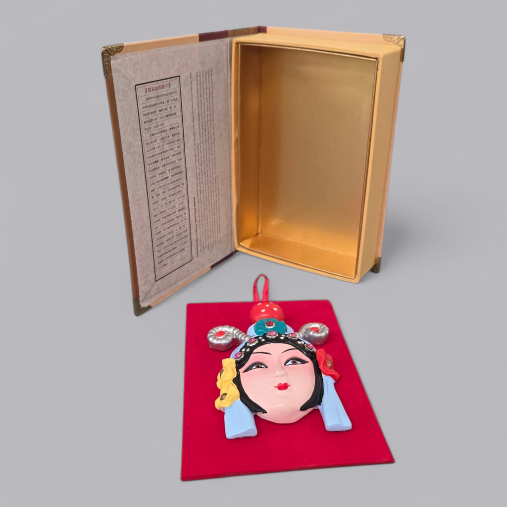 Traditionelle Peking-Oper Maske in Schmuckschatulle
