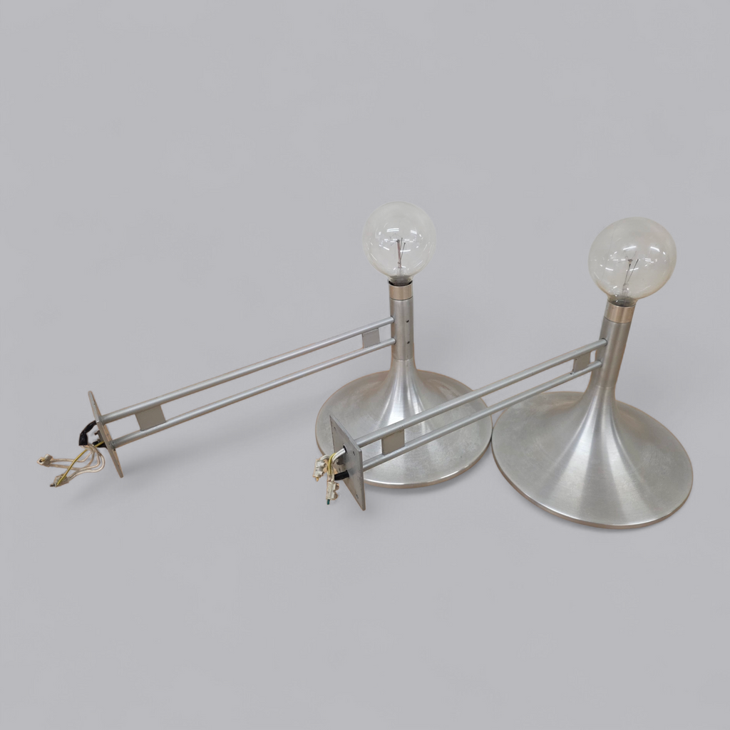 Retro-Futuristisches Aluminium Wandlampen Duo