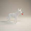 Handgefertigte Glasfigur Hund mit markanter roter Zunge
