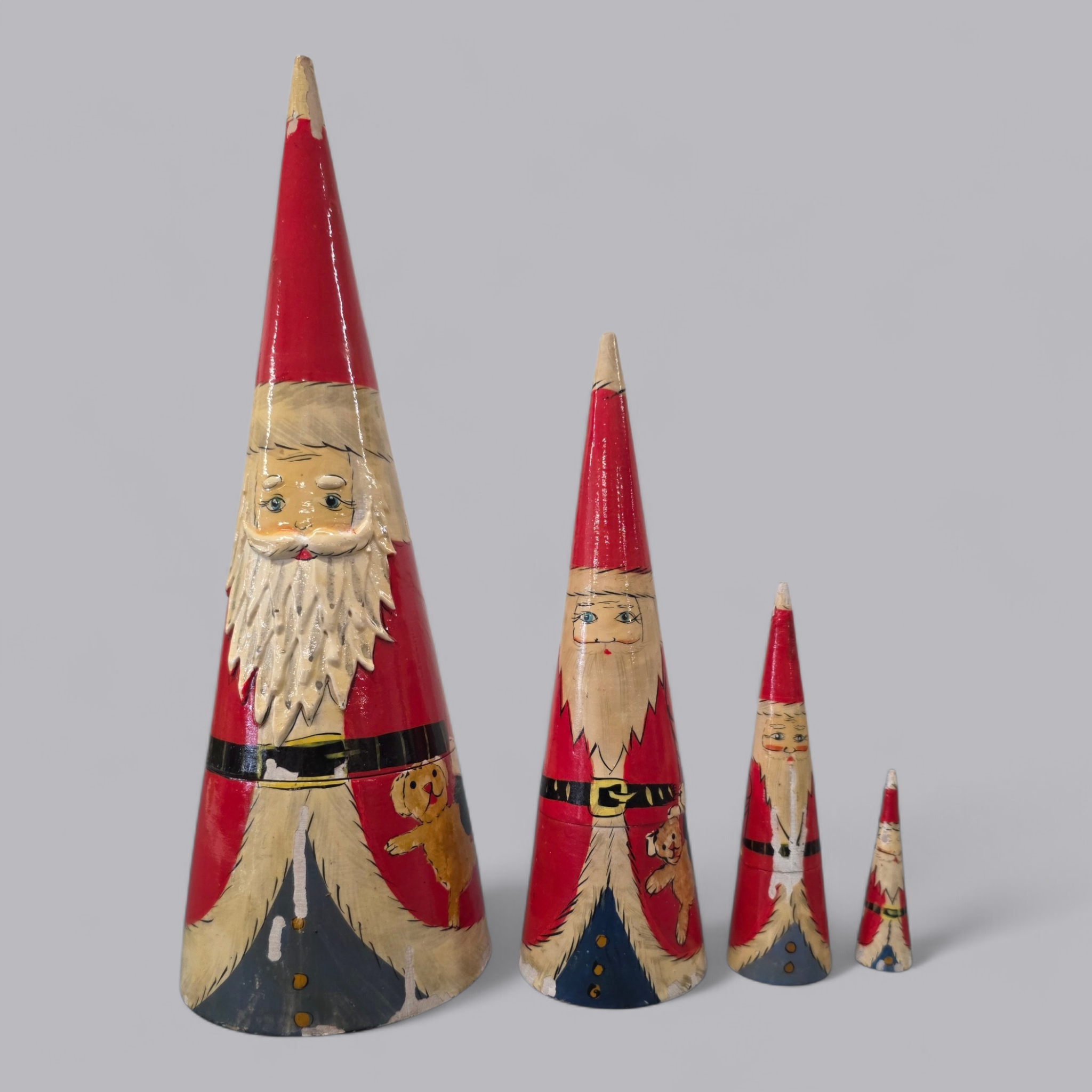 Weihnachts-Matroschka 4-teiliges Holzset im Santa-Design (grösster ca. 28 cm)