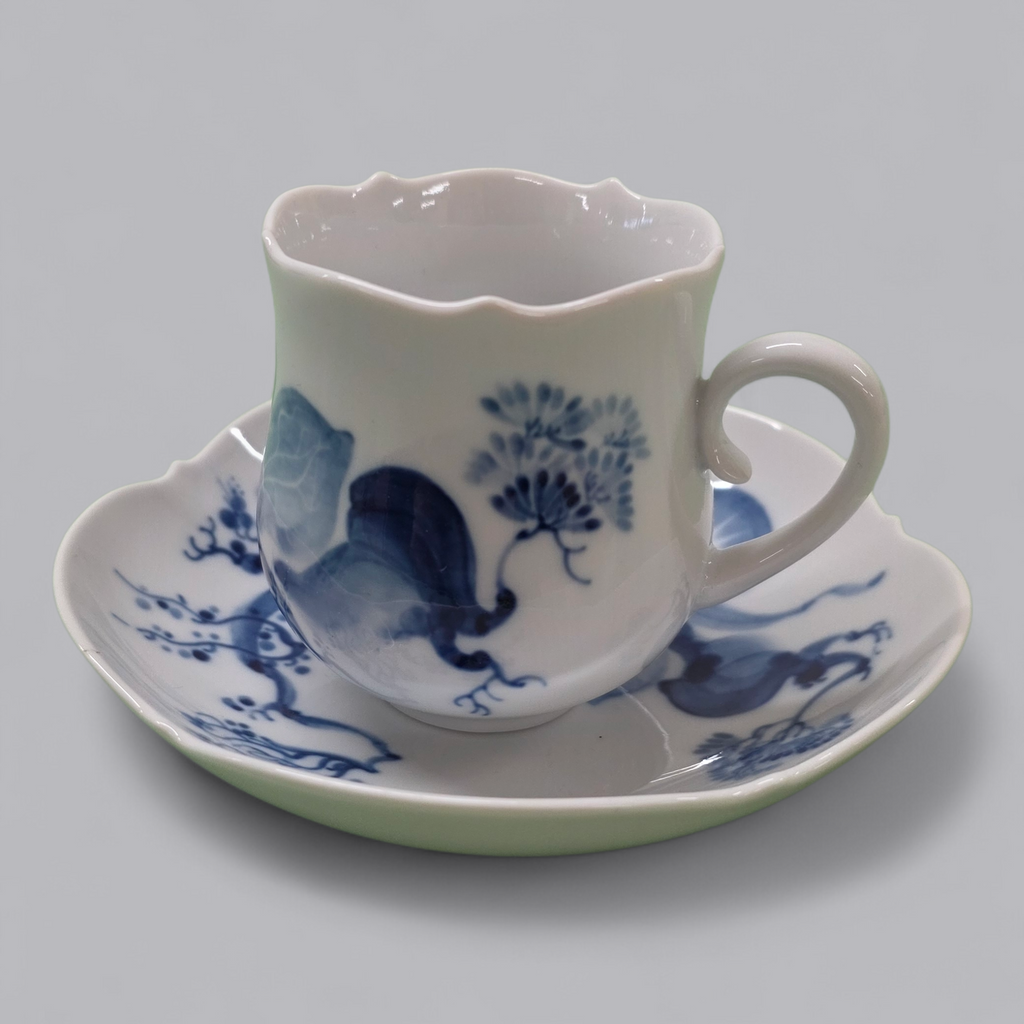 Meissen Porzellan Set Blaue Orchidee – Tasse mit Unterteller