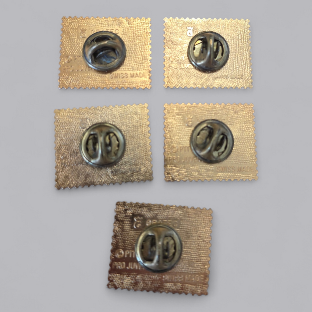 Helvetia Pro Juventute Briefmarken Pins 5-teilig