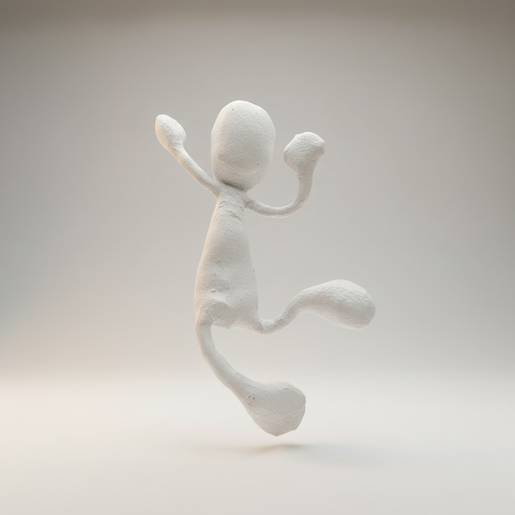 Abstrakte Gips-Skulptur – Liegende Figur