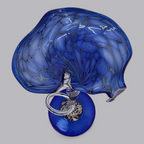 Filigrane Murano-Stil Kunstvase in tiefem Kobaltblau