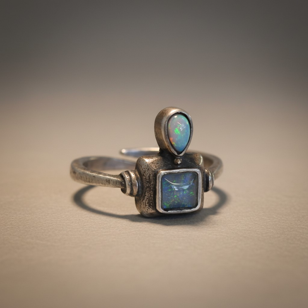 Vintage Silberring mit Opalen 800 Silber
