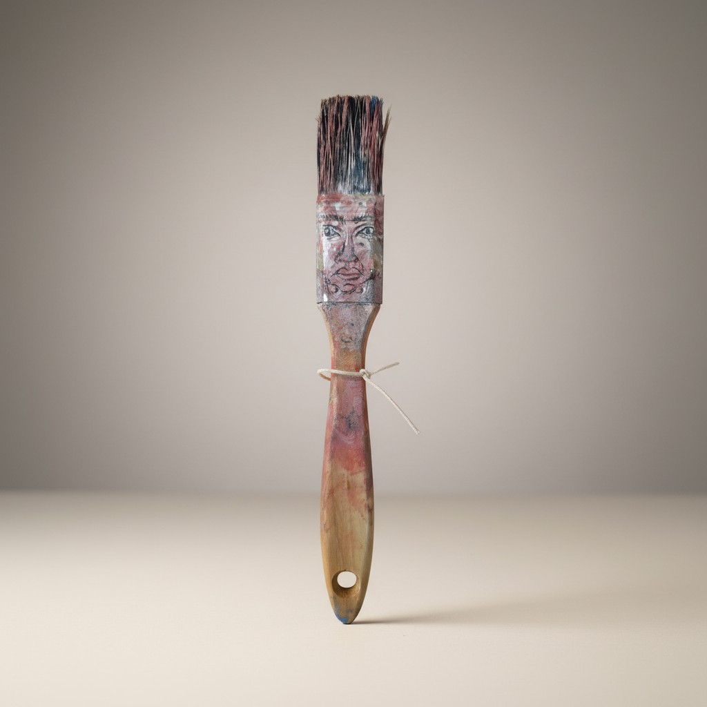 Pensionierter Mitarbeiter „Ernst Haft“ – bemalter Pinsel (ca. 17 cm)