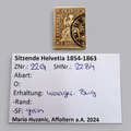 Sitzende Helvetia 1854–1863 – 5 Rappen Braun, gestempelt mit grünem Stempel